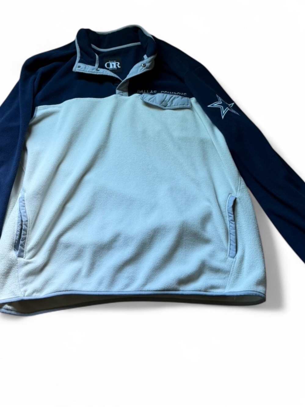 Dallas Cowboys Men's Light Blue and Navy Fleece Pullover